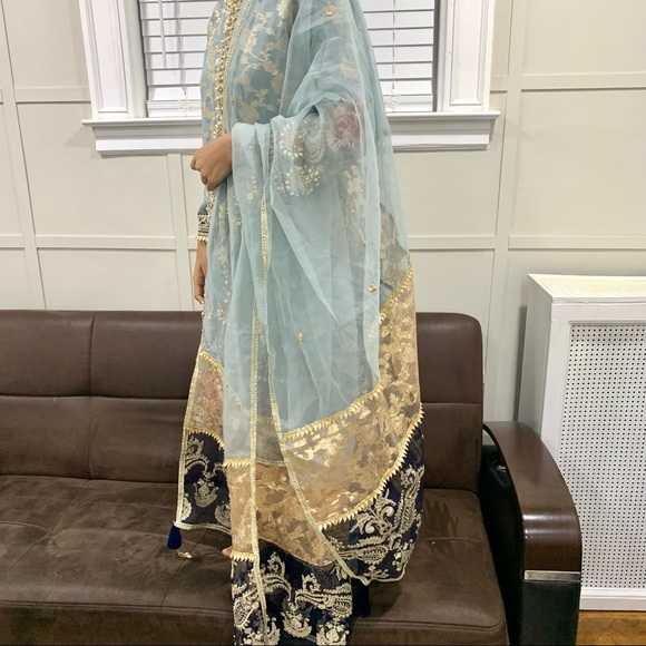 Pakistani Indian Fancy Heavy Work Peshwas Anarkali Lehenga Shalwar Kameez - Picture 7 of 16